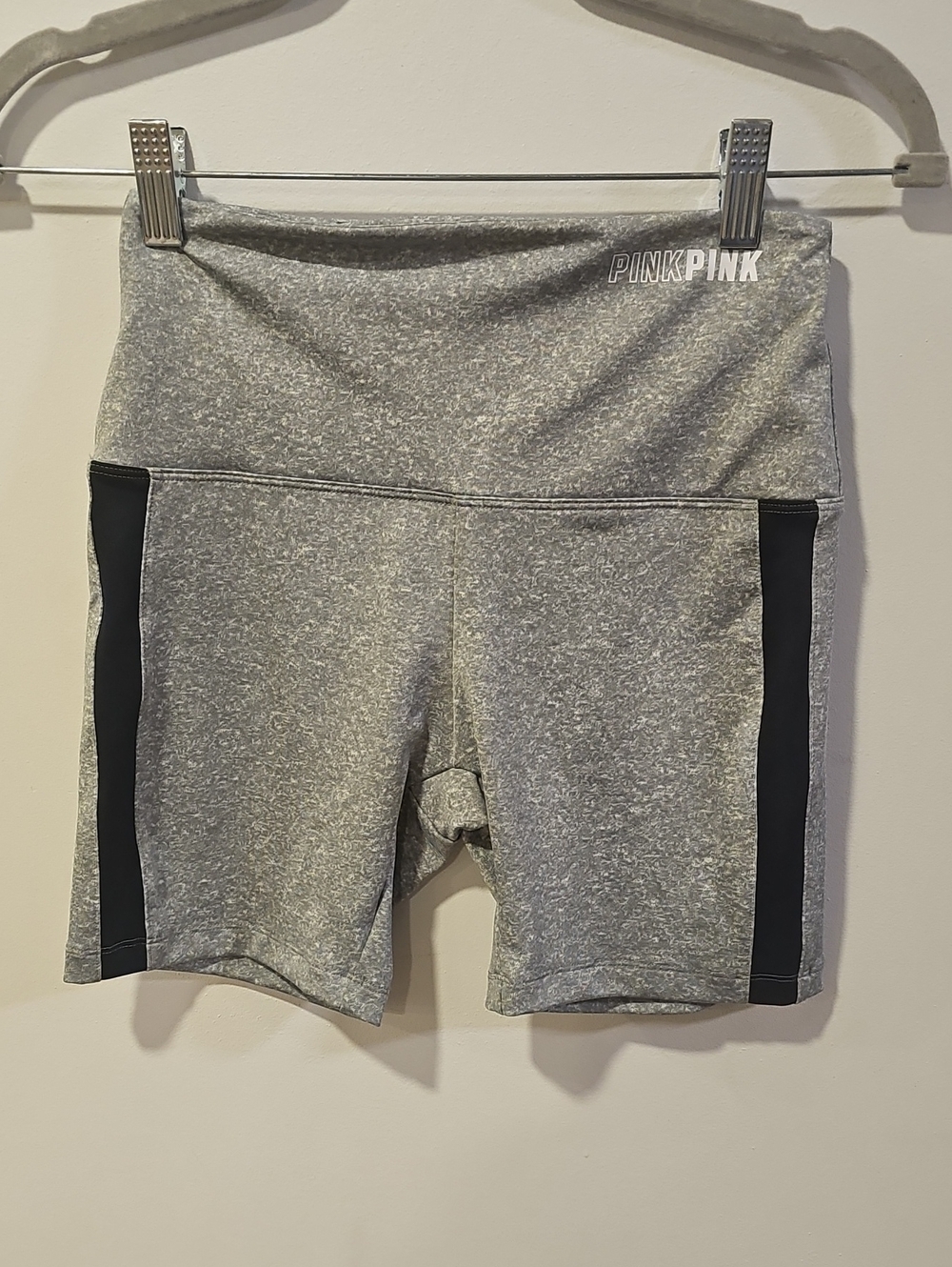 PINK Victoria's Secret Gray Bike Shorts with Black Side Panels